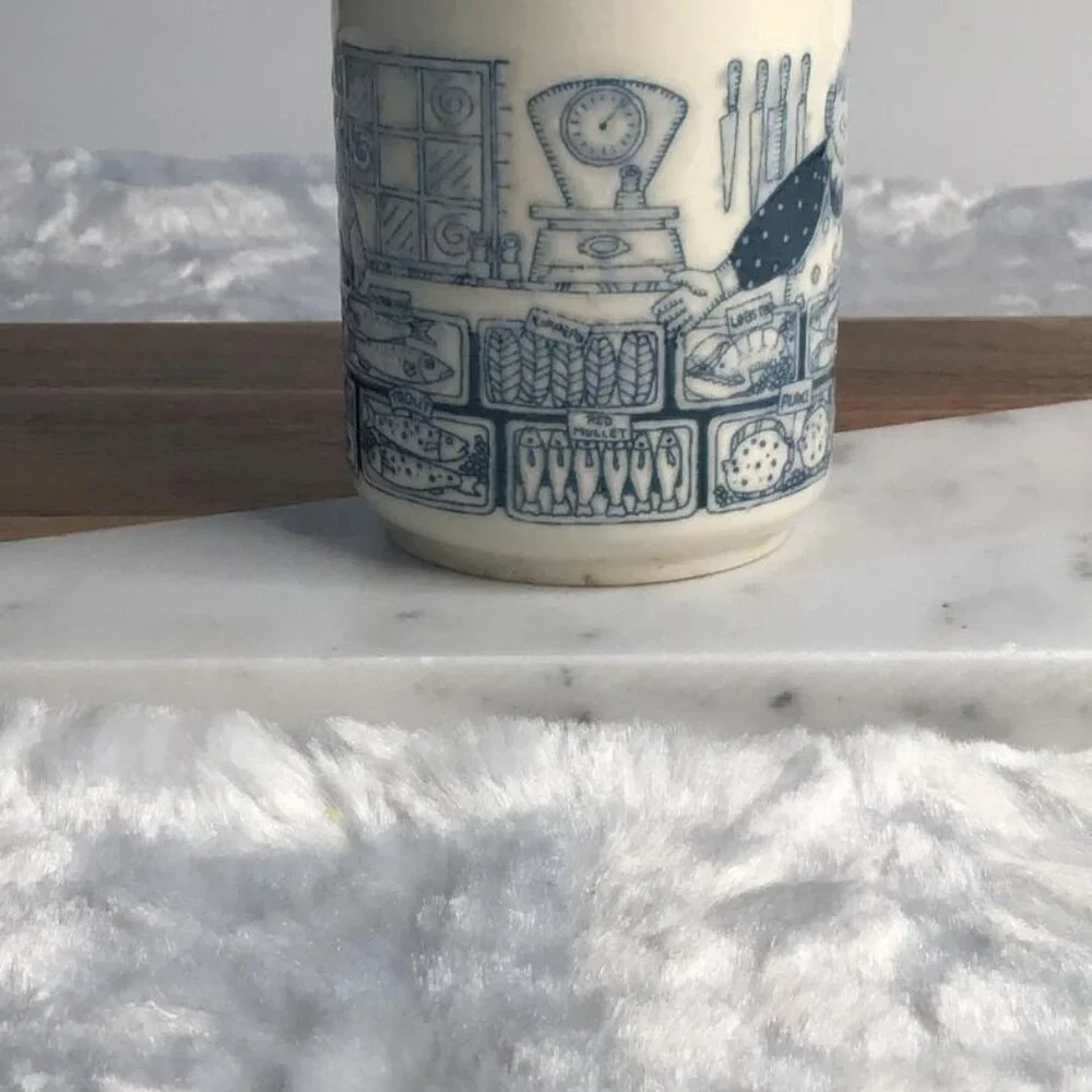 Biltons England Stoneware‎ Coffee Cup Seafood Market Embossed 8 oz. Cottagecore - Picture 2 of 6